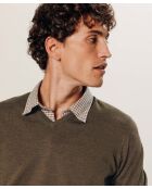 Pull Ernest 100% laine col V marron écorce