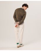 Pull Ernest 100% laine col V marron écorce