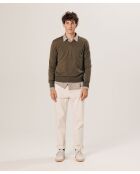 Pull Ernest 100% laine col V marron écorce