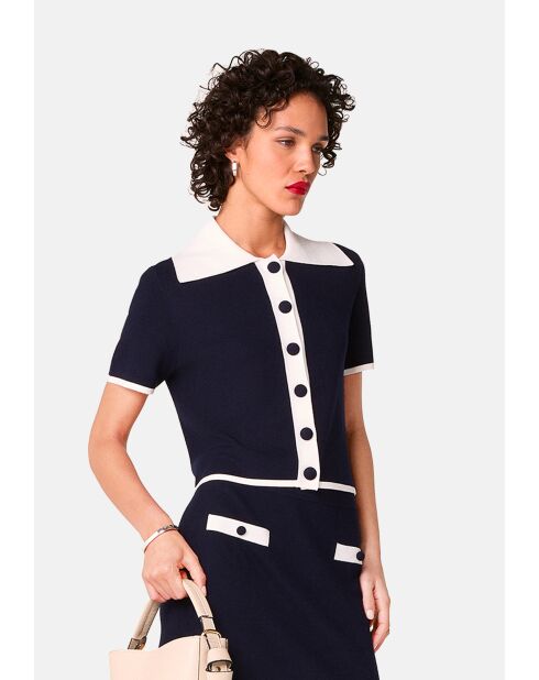 Pull Julie-Rose manches courtes bleu marine