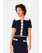 Pull Julie-Rose manches courtes bleu marine