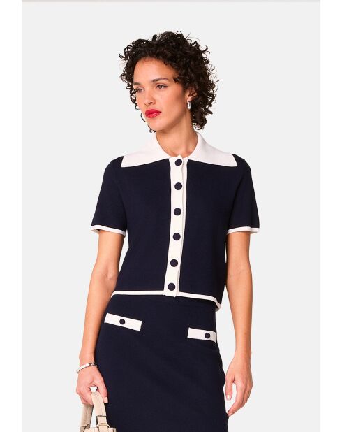 Pull Julie-Rose manches courtes bleu marine