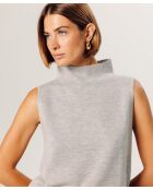 Pull Yvonne 100% laine sans manches col montant gris clair