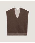 Pull Nikita manches courtes col V marron havane