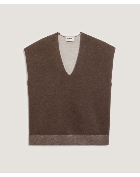 Pull Nikita manches courtes col V marron havane