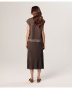 Pull Nikita manches courtes col V marron havane