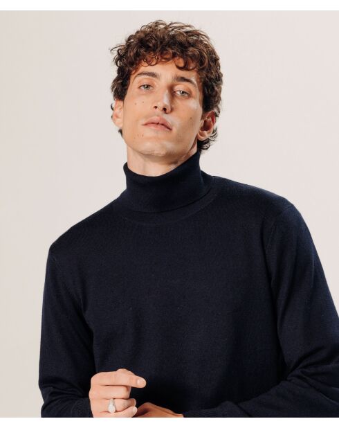 Pull Clément 100% laine col rond bleu nuit
