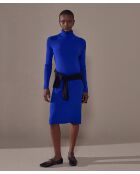 Robe Melina moulante boutons bleu outremer