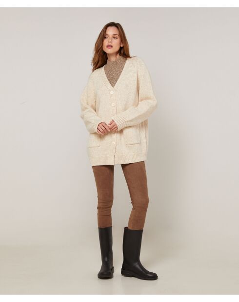 Gilet Elvina en Laine mélangé blanc ivoire