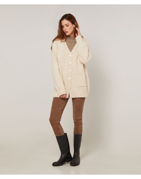 Gilet Elvina en Laine mélangé blanc ivoire