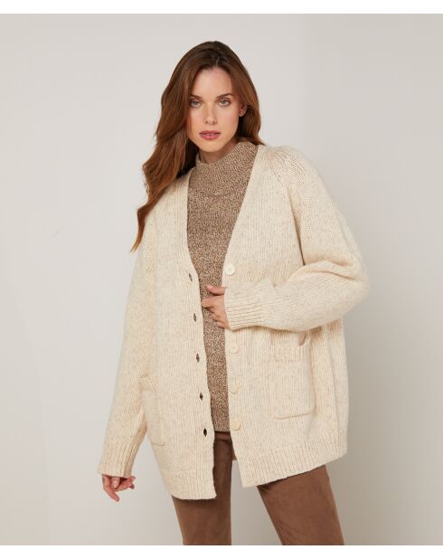 Gilet Elvina en Laine mélangé blanc ivoire