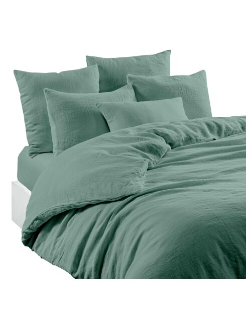 Housse de couette en Lin & Coton Finition Bouton Nacre Limy Céladon
