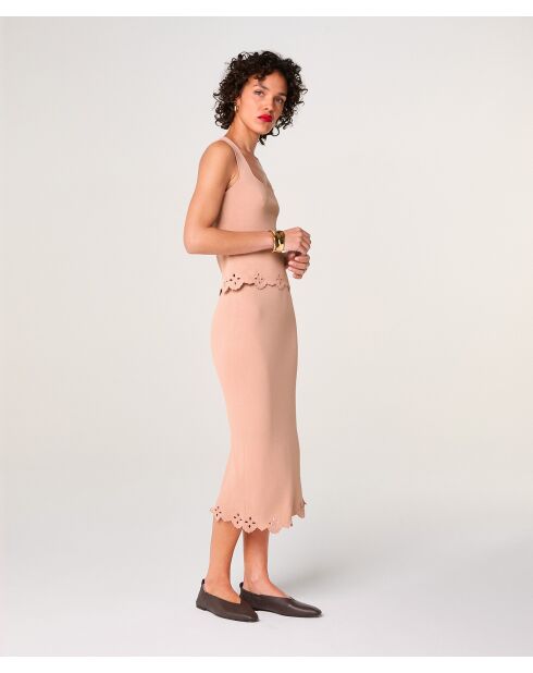 Jupe longue Oana rose poudre