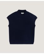 Pull Colombine manches courtes col montant bleu nuit