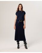 Pull Colombine manches courtes col montant bleu nuit