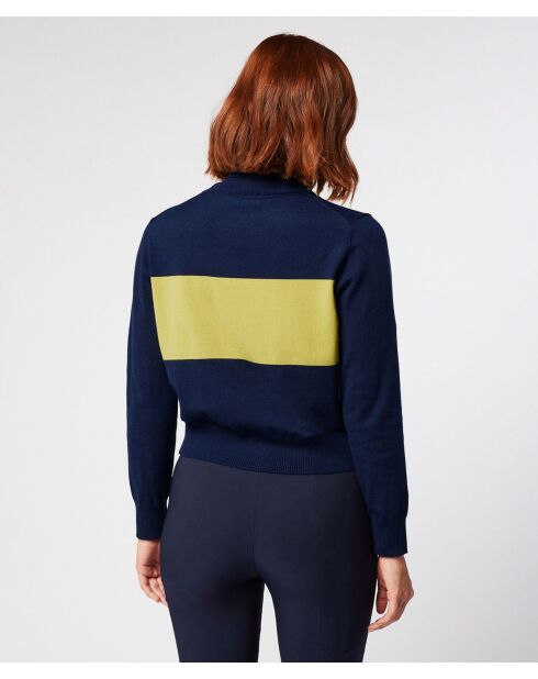 Pull Cunégonde col roulé bicolore bleu marine