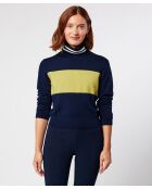 Pull Cunégonde col roulé bicolore bleu marine