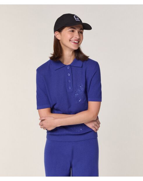 Polo Arianne 100% Laine  bleu outremer