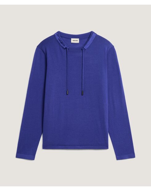 Pull Saxa 100% Laine Col Satin bleu outremer