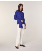 Pull Saxa 100% Laine Col Satin bleu outremer