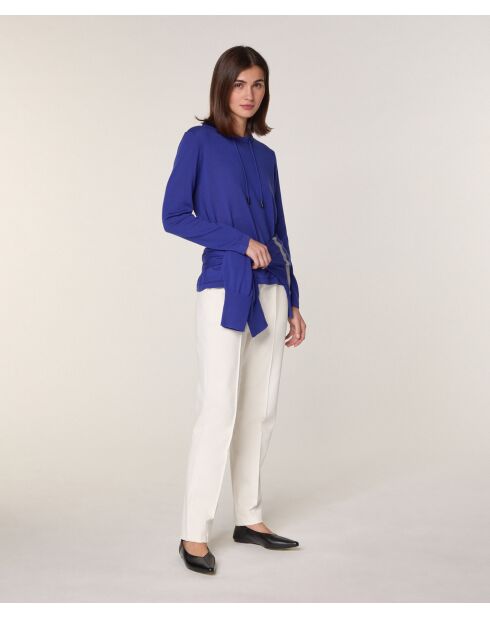 Pull Saxa 100% Laine Col Satin bleu outremer