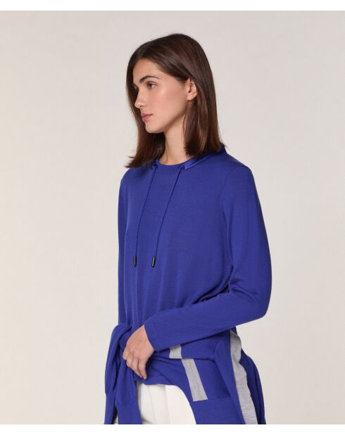 Pull Saxa 100% Laine Col Satin bleu outremer