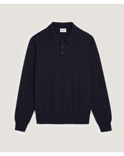 Pull Gilbert 100% laine col polo bleu nuit