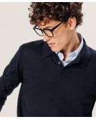 Pull Gilbert 100% laine col polo bleu nuit