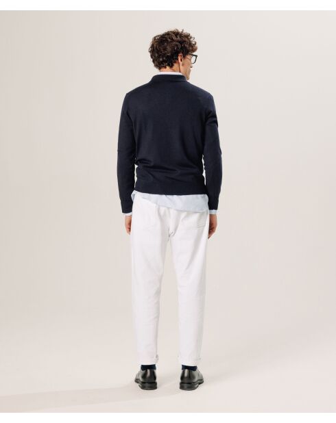 Pull Gilbert 100% laine col polo bleu nuit