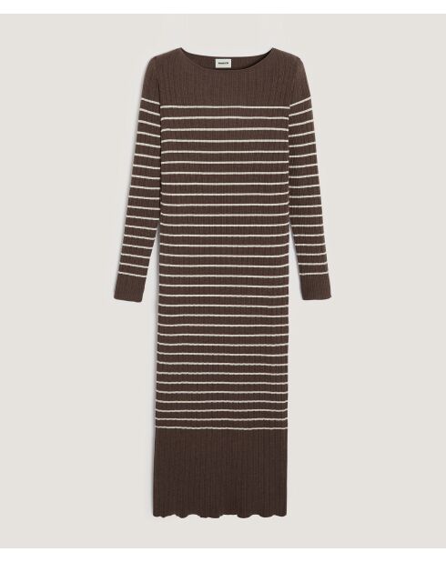 Robe Wendy rayée marron havane