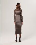 Robe Wendy rayée marron havane
