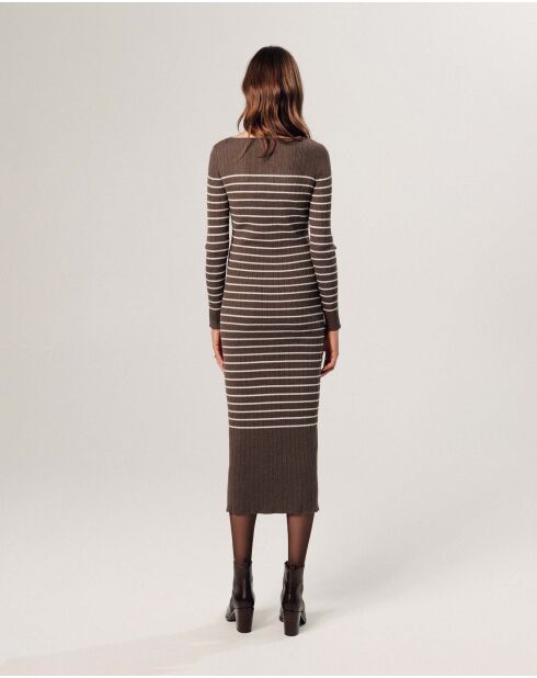 Robe Wendy rayée marron havane