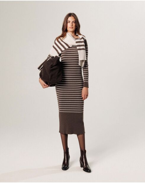 Robe Wendy rayée marron havane
