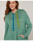 Pull Hortensia à capuche chiné vert