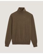 Pull Christophe 100% laine col rond marron écorce