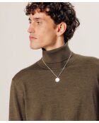 Pull Christophe 100% laine col rond marron écorce