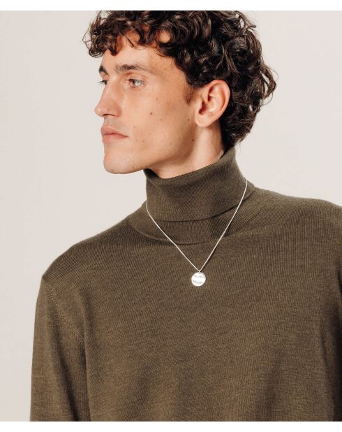 Pull Christophe 100% laine col rond marron écorce