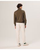 Pull Christophe 100% laine col rond marron écorce