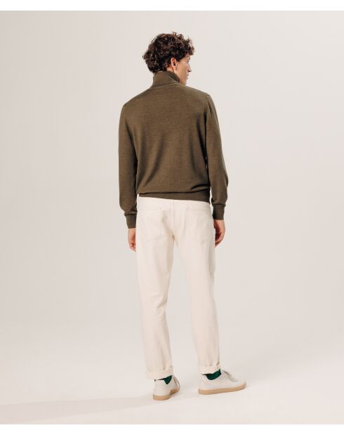 Pull Christophe 100% laine col rond marron écorce