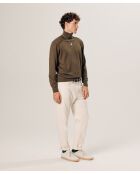 Pull Christophe 100% laine col rond marron écorce