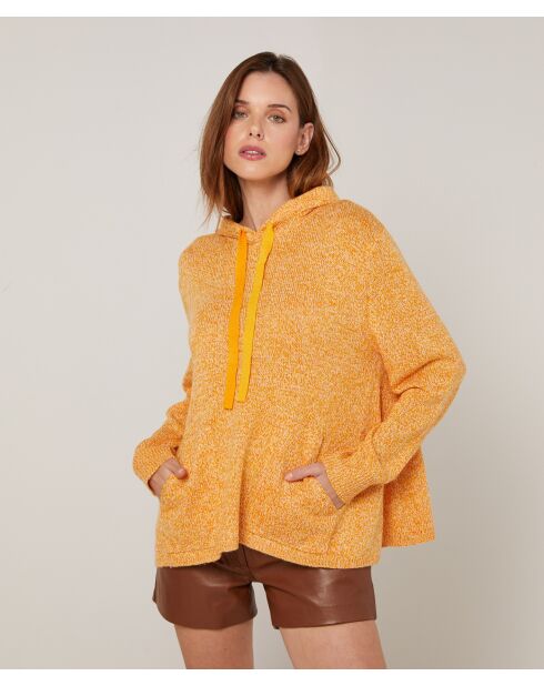 Pull Ayumi à capuche chiné jaune
