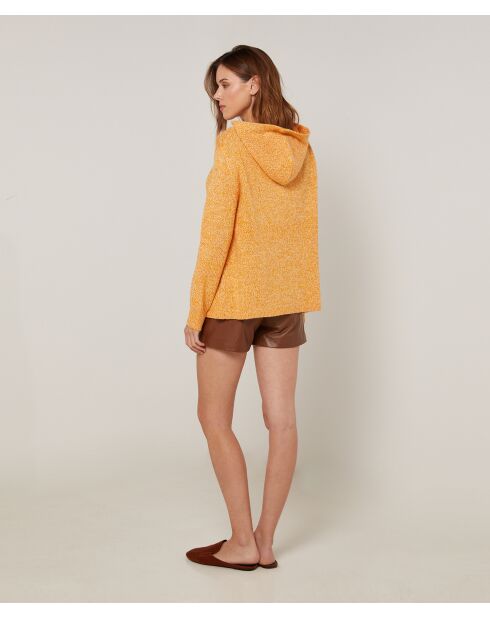 Pull Ayumi à capuche chiné jaune
