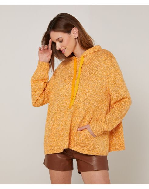 Pull Ayumi à capuche chiné jaune