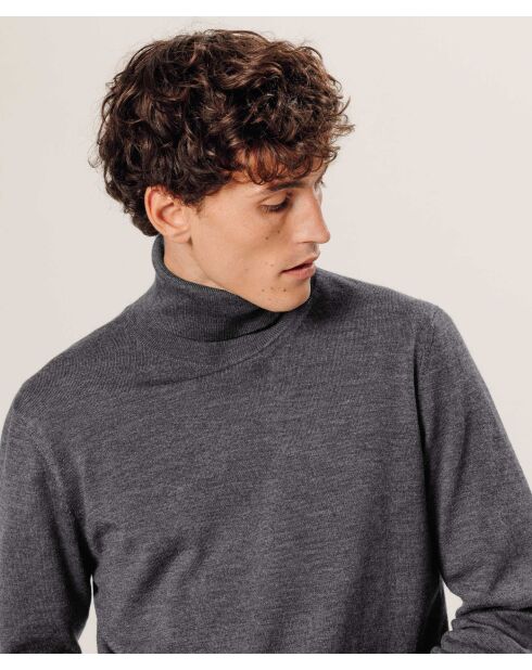 Pull Émile 100% laine col rond gris foncé