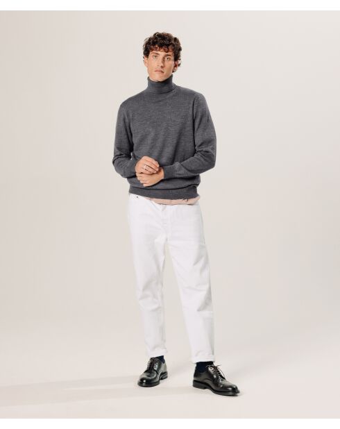 Pull Émile 100% laine col rond gris foncé