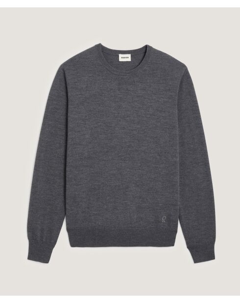 Pull Brice 100% laine col rond gris foncé