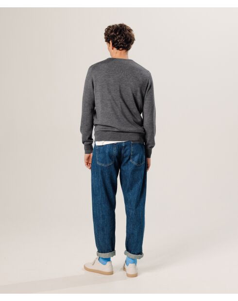 Pull Brice 100% laine col rond gris foncé