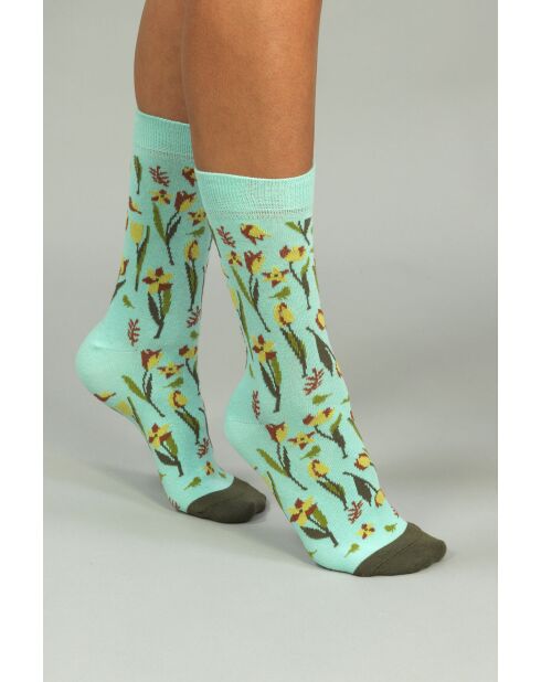 2 paires de chaussettes en coton vertes