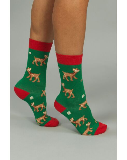 3 paires de chaussettes en coton bleu/vert