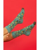 2 paires de chaussettes en coton beige/bleu